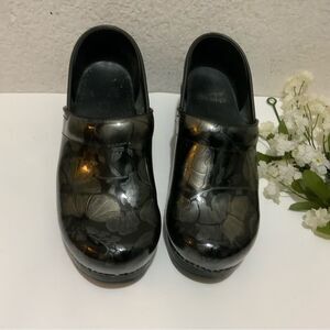 Dansko Black Floral Mules